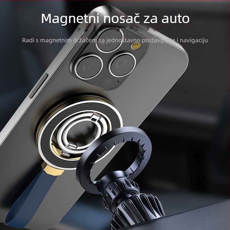 Potpuno metalni sklopivi magnetni držač za telefon sa prstenom, 360° rotacija