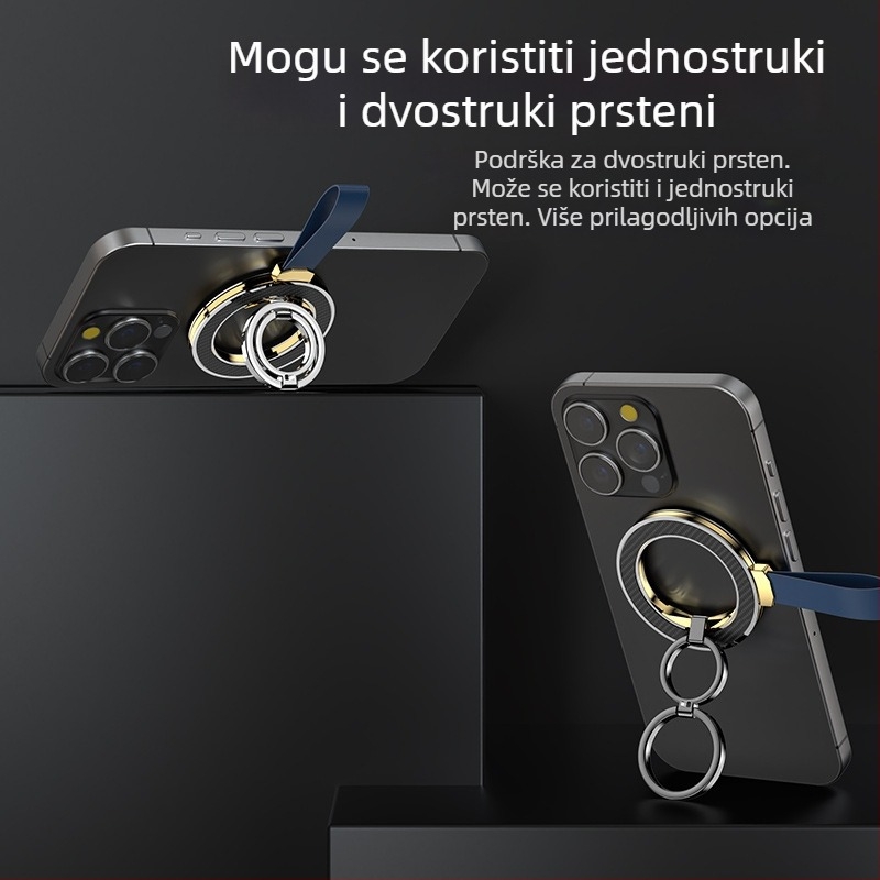 Potpuno metalni sklopivi magnetni držač za telefon sa prstenom, 360° rotacija