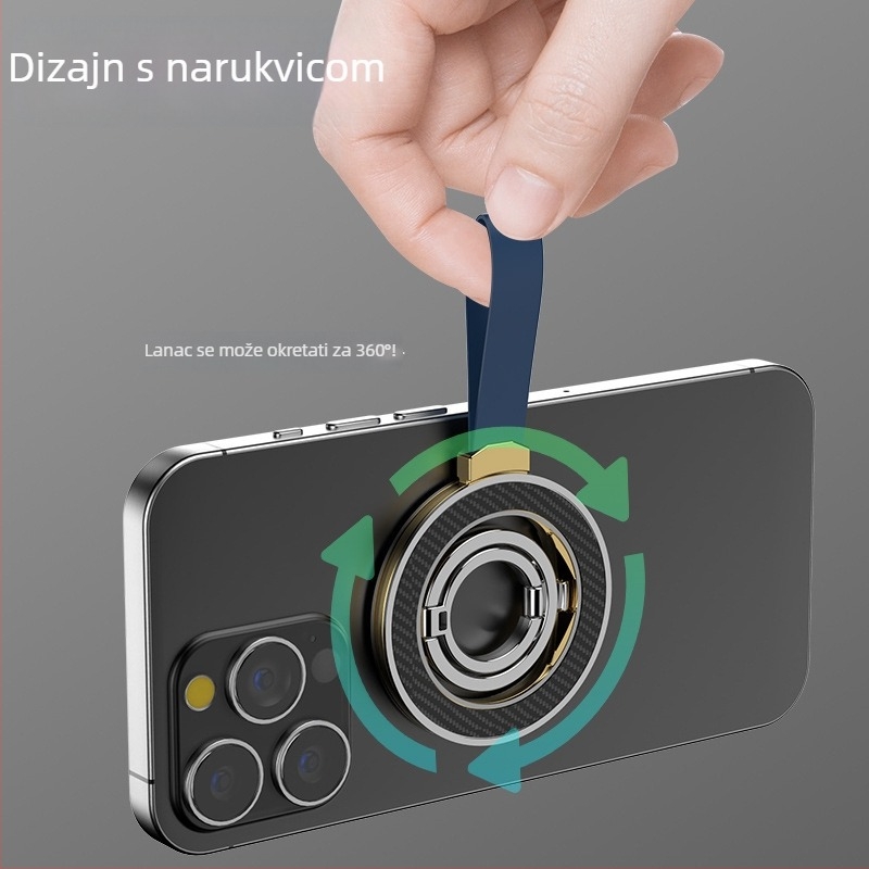 Potpuno metalni sklopivi magnetni držač za telefon sa prstenom, 360° rotacija