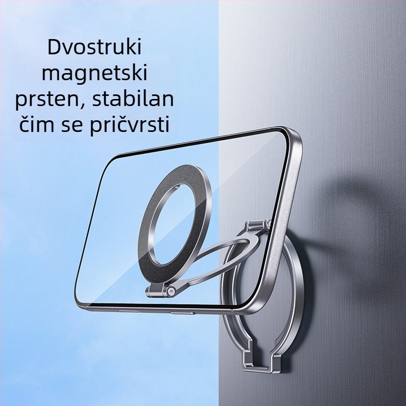 Stalak za telefon na stol MagSafe iz aluminijske legure, dvostrani magnetni, rotirajući i sklopivi prsten