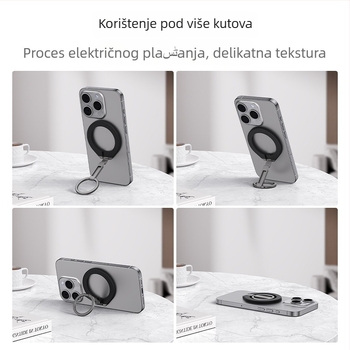 Magnetni držač za telefon s dvostrukim magnetom, 360° rotacija, metalna konstrukcija, kompatibilan s Apple i Android
