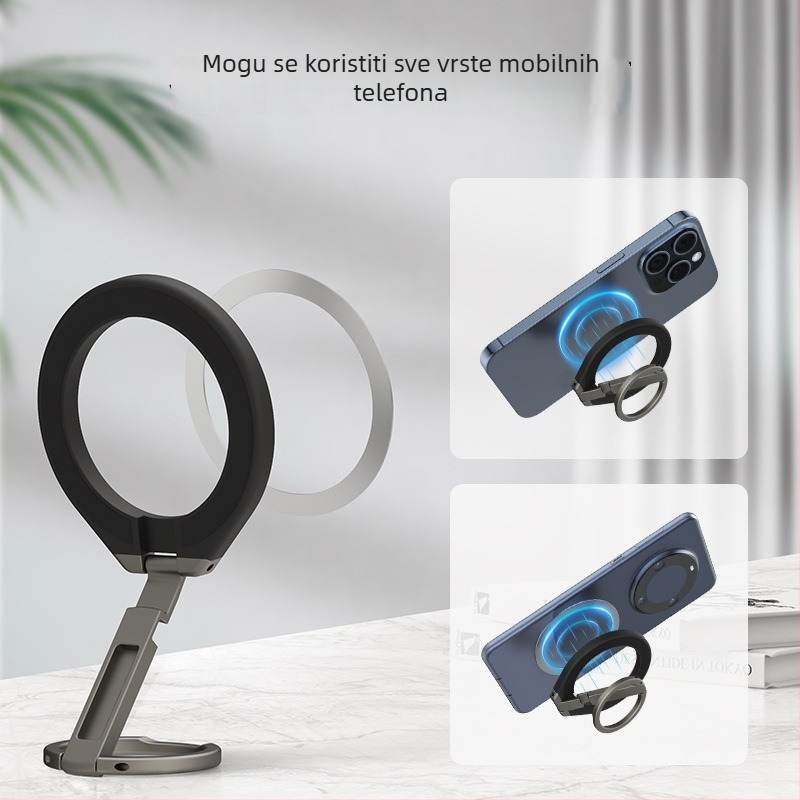 Magnetni držač za telefon s dvostrukim magnetom, 360° rotacija, metalna konstrukcija, kompatibilan s Apple i Android