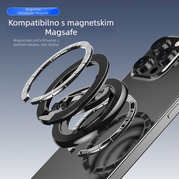 MagSafe dvostrani magnetski držač-stojak, metalna konstrukcija, karbonska tekstura, 360° rotacija, dvostruki osovinski sklop, prenosiv