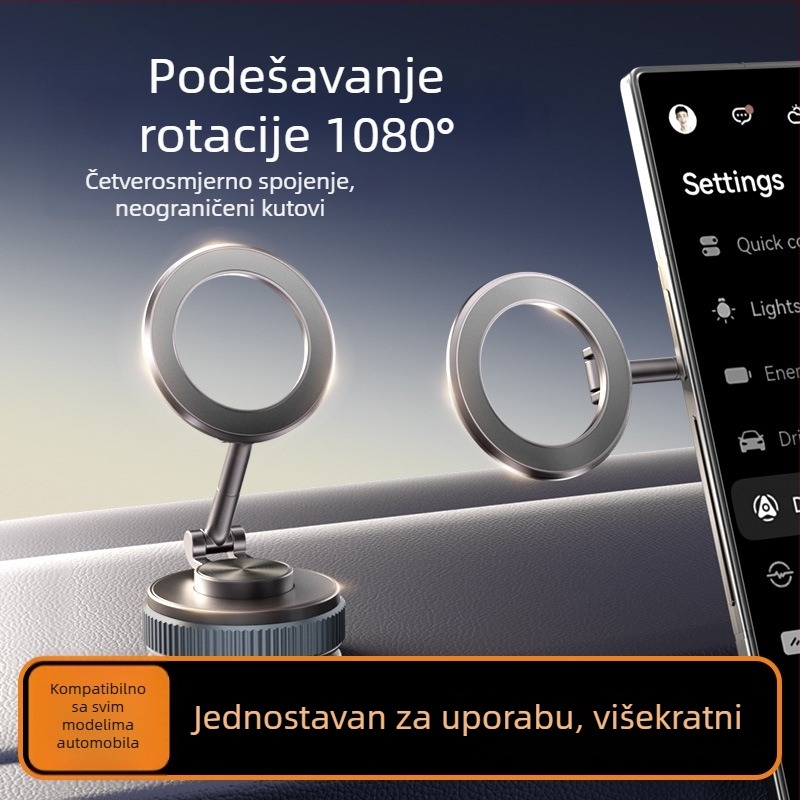 Sklopeći držač za telefon u automobilu sa usisnom čašicom - Model X104, cinkovog legura