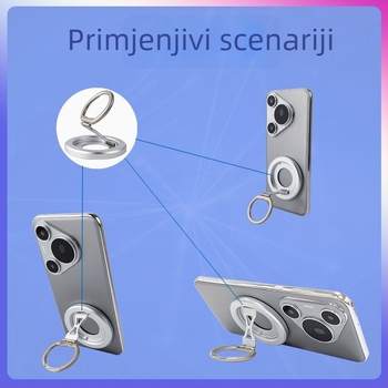 Držač za telefon od aluminijske legure, dvostruko sklopiv, magnetski, 360° rotacija, stolni – univerzalni