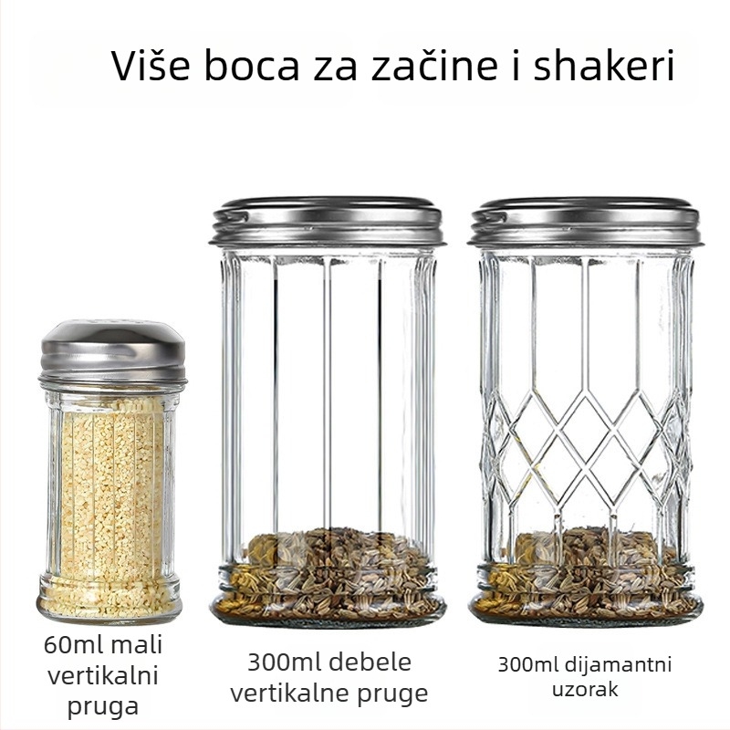 Staklena posuda za začine s raspršivačem – papar i čili u prahu, za roštilj, kreativni stil