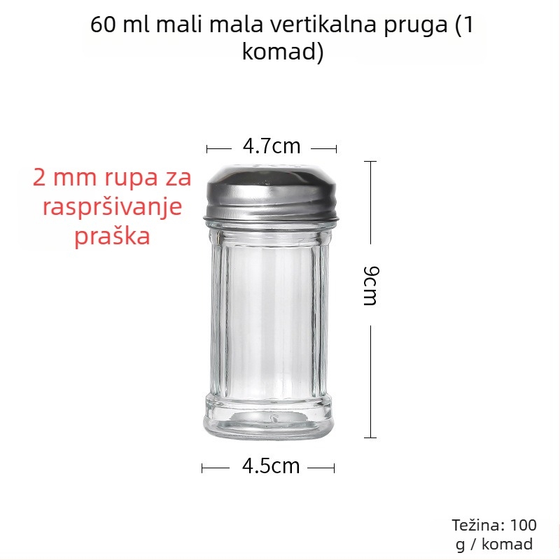 Staklena posuda za začine s raspršivačem – papar i čili u prahu, za roštilj, kreativni stil