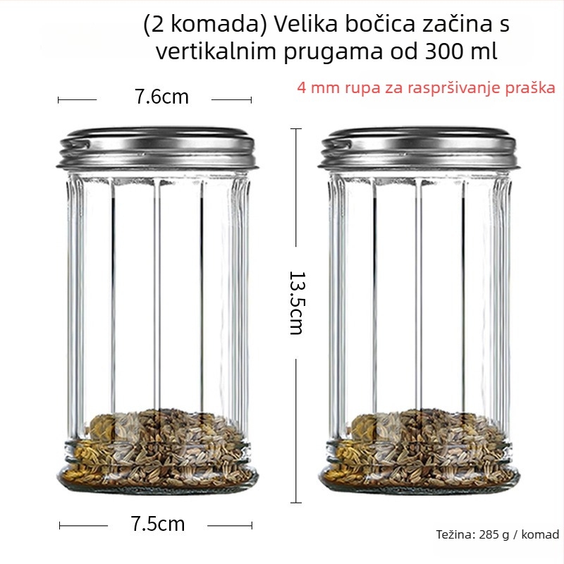 Staklena posuda za začine s raspršivačem – papar i čili u prahu, za roštilj, kreativni stil