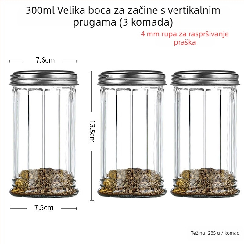 Staklena posuda za začine s raspršivačem – papar i čili u prahu, za roštilj, kreativni stil