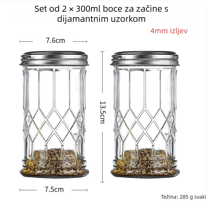 Staklena posuda za začine s raspršivačem – papar i čili u prahu, za roštilj, kreativni stil