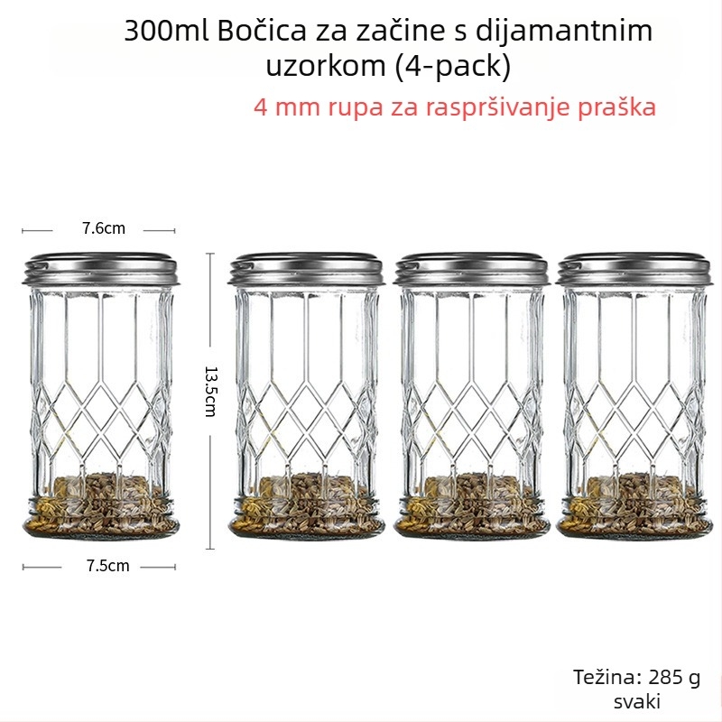 Staklena posuda za začine s raspršivačem – papar i čili u prahu, za roštilj, kreativni stil