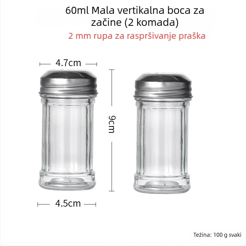 Staklena posuda za začine s raspršivačem – papar i čili u prahu, za roštilj, kreativni stil