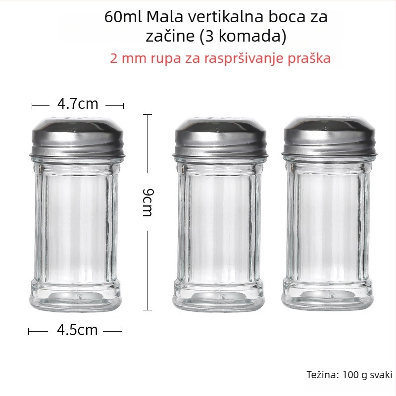 Staklena posuda za začine s raspršivačem – papar i čili u prahu, za roštilj, kreativni stil