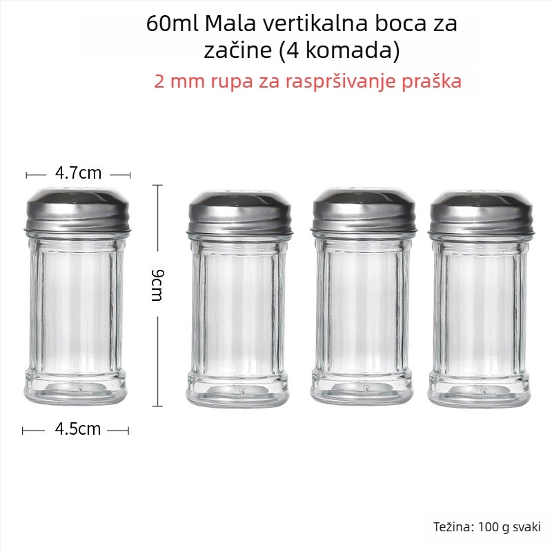 Staklena posuda za začine s raspršivačem – papar i čili u prahu, za roštilj, kreativni stil