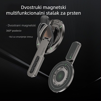 Držač za telefon prstenom i magnetom - MagSafe, 360° rotacija, sklopivi stolni dvostrano magnetski držač