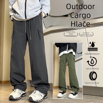 Muške cargo hlače za sport i outdoor, vjetrovne i vodootporne, otporne na ogrebotine i habanje, ravni kroj, višestruke džepove, materijal pamuk-poliester