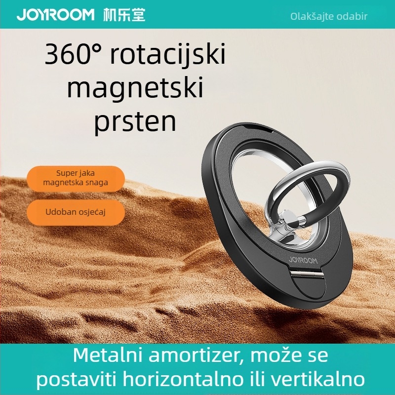 Držač prstena za telefon s rotirajućim i sklopnim magnetskim dizajnom (cinkova legura, ABS PC, silikon)