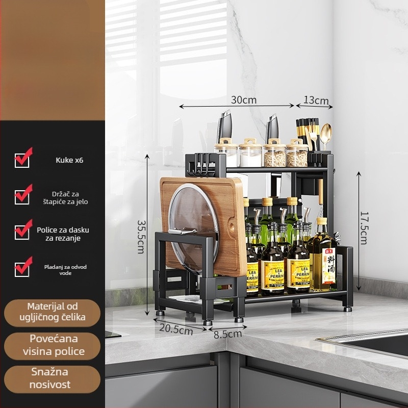 Kuhinjski stalak za začine, višestruki rotirajući organizator, držač štapića i noževa, držač poklopaca