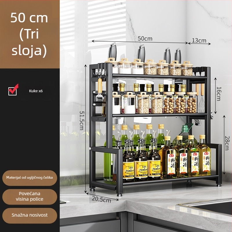 Kuhinjski stalak za začine, višestruki rotirajući organizator, držač štapića i noževa, držač poklopaca