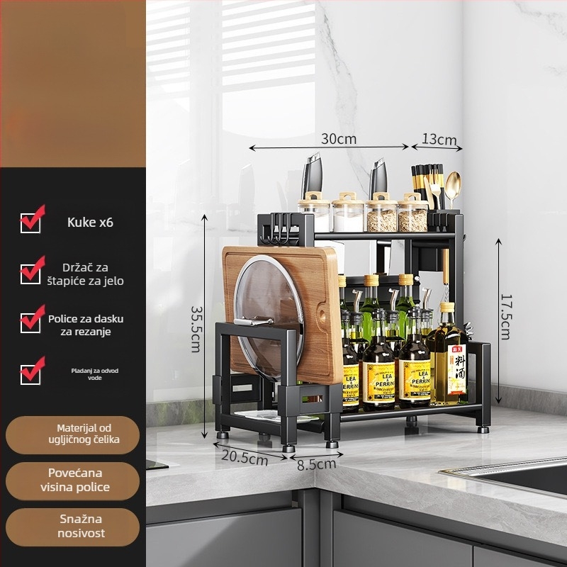 Kuhinjski stalak za začine, višestruki rotirajući organizator, držač štapića i noževa, držač poklopaca