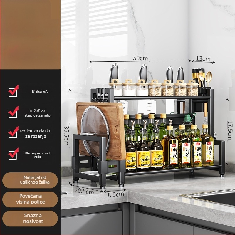 Kuhinjski stalak za začine, višestruki rotirajući organizator, držač štapića i noževa, držač poklopaca