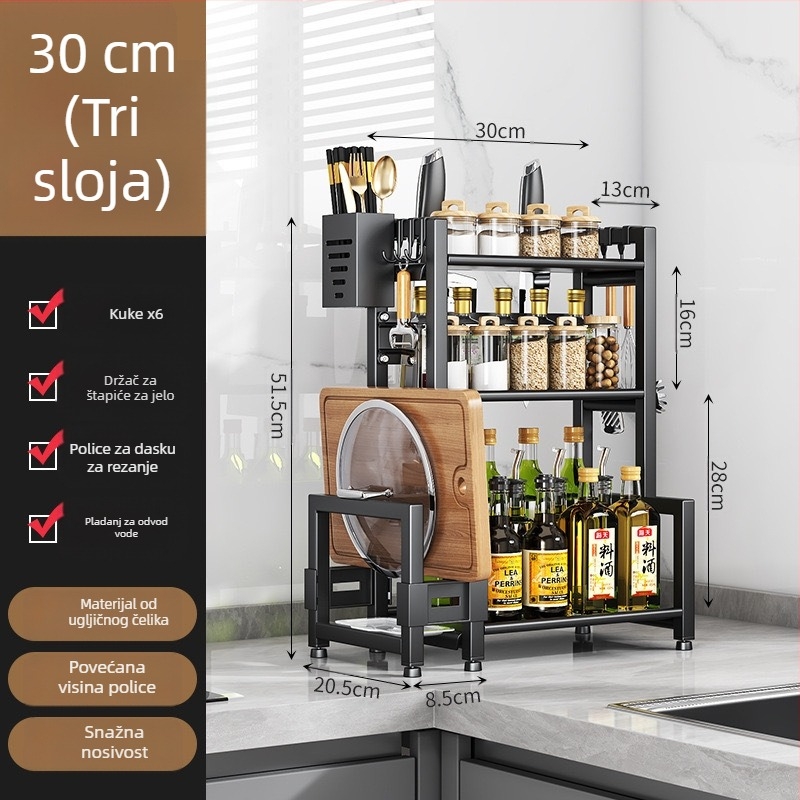 Kuhinjski stalak za začine, višestruki rotirajući organizator, držač štapića i noževa, držač poklopaca
