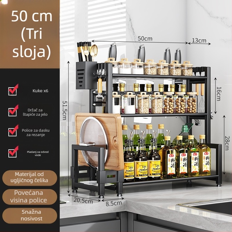Kuhinjski stalak za začine, višestruki rotirajući organizator, držač štapića i noževa, držač poklopaca