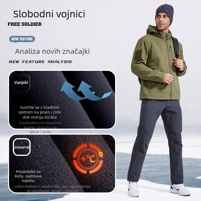 Muške outdoor Soft Shell hlače – fleece podstava, vjetrootpornost, za zimu i jesen, materijal: mješavina kemijskih vlakana