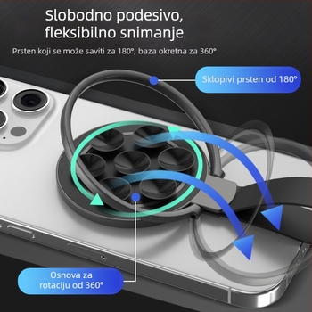 Stolni držač za prsten i zapešće sa ogledalom, magnetskom vakuum podrškom i silikonskom narukvicom