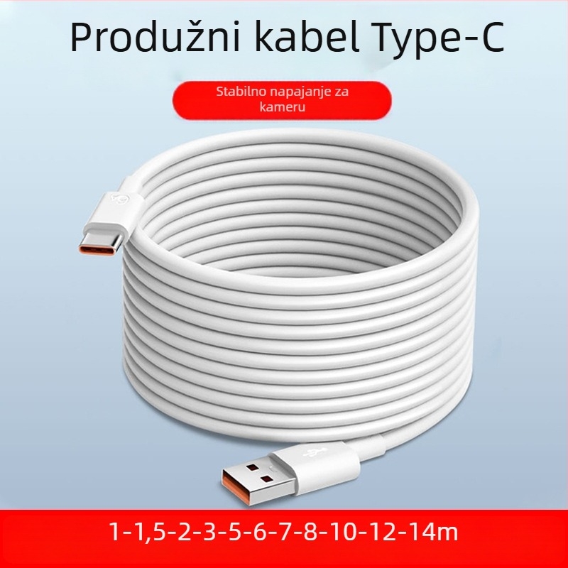 Type-C produžni kabel za punjenje, brzo punjenje, 2A, PVC, jedan konektor