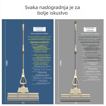 Spužvasti mop za pod s sklapanom glavom, ručno pranje, nehrđajuća cijev, Collodion materijal