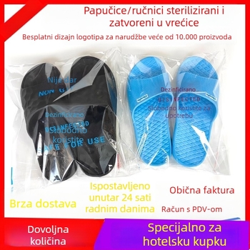 Jednokratna hotelska vrećica za ambalažu ručnika i papuča — plastična, samoljepljivi zatvarač, bez tiska logotipa