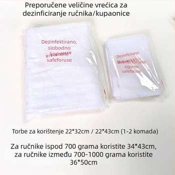Jednokratna hotelska vrećica za ambalažu ručnika i papuča — plastična, samoljepljivi zatvarač, bez tiska logotipa