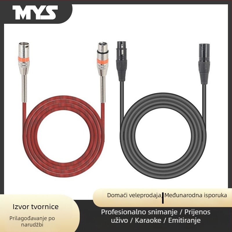 Mikrofon kabel za zvuk s dvostrukim XLR konektorima, Lotus kabel, mikrofon kabel s napajanjem od 48V, vodiči s premazom srebra, jezgro od čistog bakra