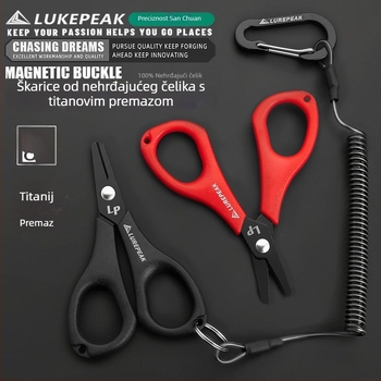 Ribarske škare Seelucker – nehrđajući čelik, za PE linije i Dyneema, višefunkcionalne i prijenosne (Marka: Seelucker; Materijal: nehrđajući čelik)