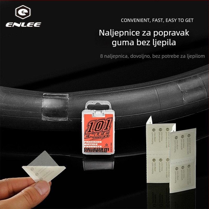 ENLEE Zakrpa za gumu bicikla bez ljepila – za unutarnju cijev, mekana guma, u kutiji, kompatibilno s MTB i cestovnim biciklima