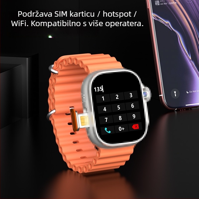 Pametni sat sa slotom za SIM karticu, verzija otiska prsta, AMOLED zaslon, NFC, mjerenje otkucaja srca
