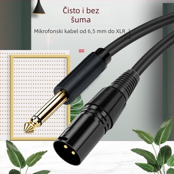 Zlatom obloženi kabel za mikrofon s 6,5 mm audio konektorom, bezoksidni bakar vodič, muški konektor