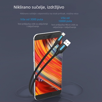 Android Micro USB podatkovni kabel USB 2.0 — brzo punjenje, PVC materijal, konektor s jednim krajem