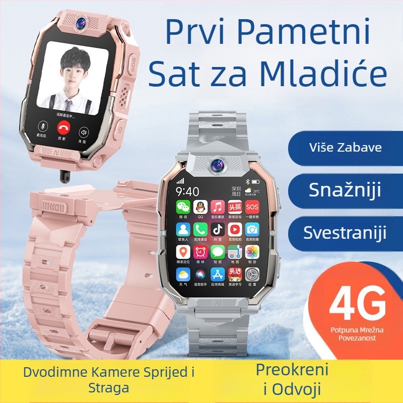 Dječji 5G pametni sat sa SIM karticom, GPS, AMOLED zaslon, Android kompatibilan