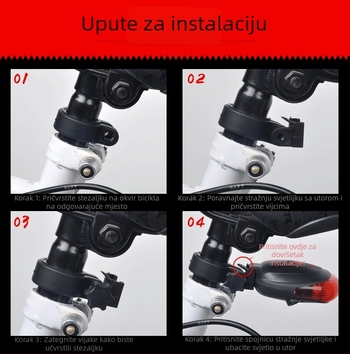 Cool Way 5-LED laserska stražnja svjetiljka za planinske bicikle – kompatibilno s fixnim pogonom, laserski uzorak zvjezdano nebo, sigurnosno upozorenje