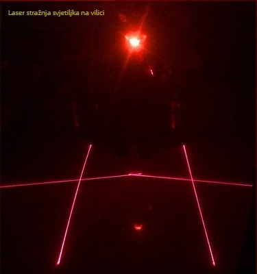 Cool Way 5-LED laserska stražnja svjetiljka za planinske bicikle – kompatibilno s fixnim pogonom, laserski uzorak zvjezdano nebo, sigurnosno upozorenje