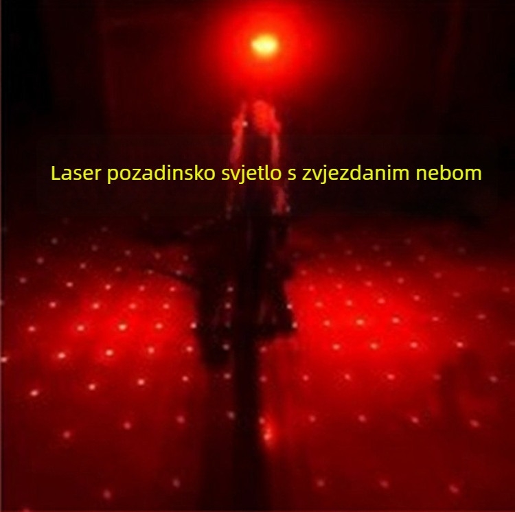 Cool Way 5-LED laserska stražnja svjetiljka za planinske bicikle – kompatibilno s fixnim pogonom, laserski uzorak zvjezdano nebo, sigurnosno upozorenje