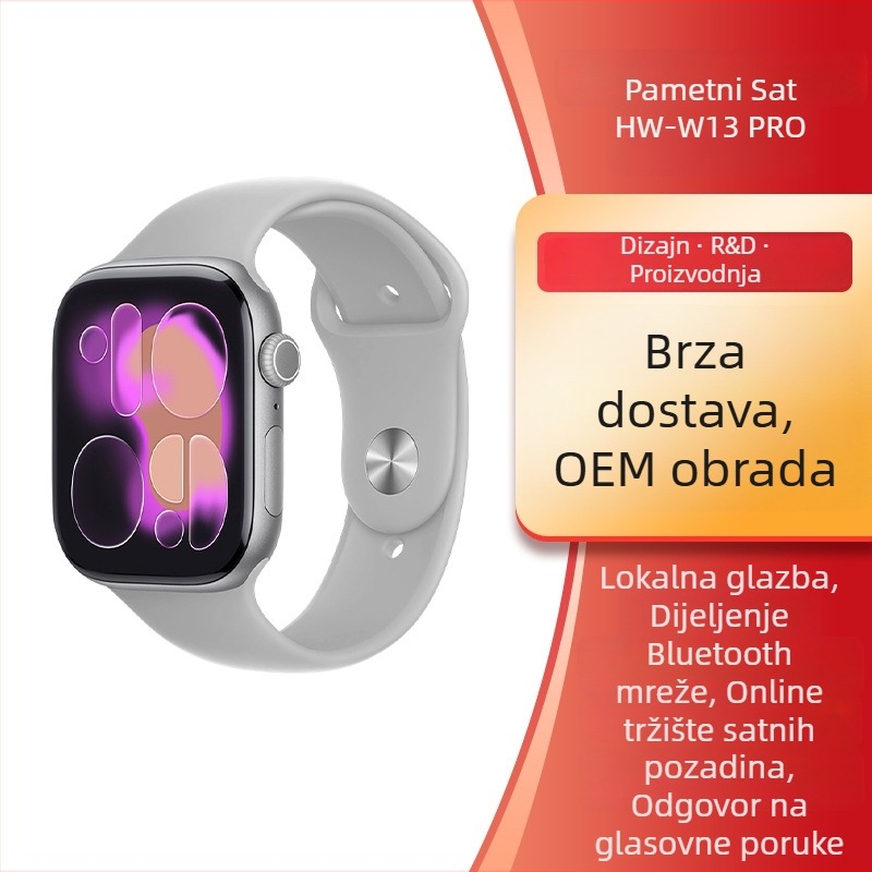 HW-W13 PRO Pametni sat sa sportskim načinom, praćenje srčanog pulsa, praćenje sna, glasovni asistent, Bluetooth pozivi