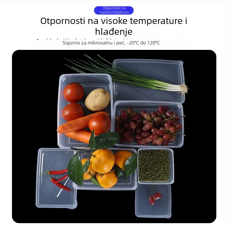 Plastična kutija za hranu s čvrstim poklopcem, kvadratna i prozirna, mikrovalno sigurna, kapacitet 1–5 L
