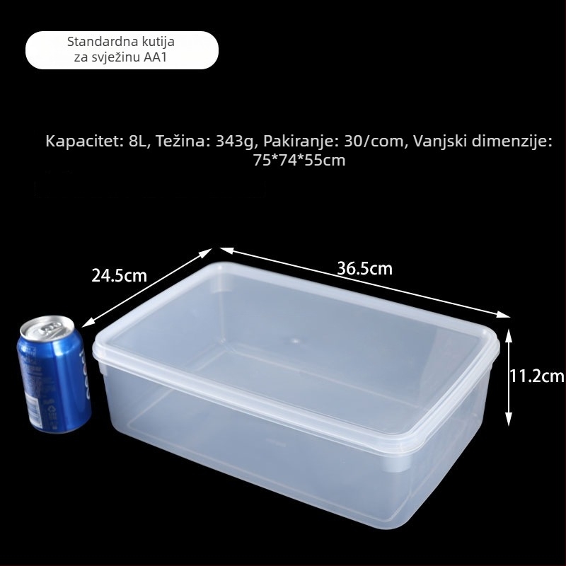 Plastična kutija za hranu s čvrstim poklopcem, kvadratna i prozirna, mikrovalno sigurna, kapacitet 1–5 L