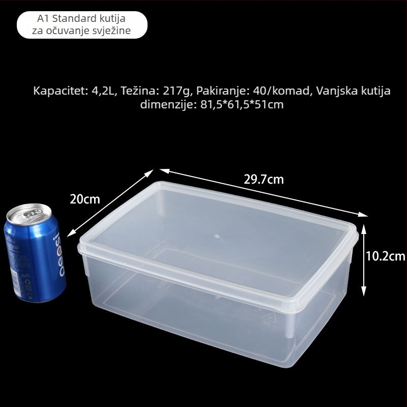 Plastična kutija za hranu s čvrstim poklopcem, kvadratna i prozirna, mikrovalno sigurna, kapacitet 1–5 L