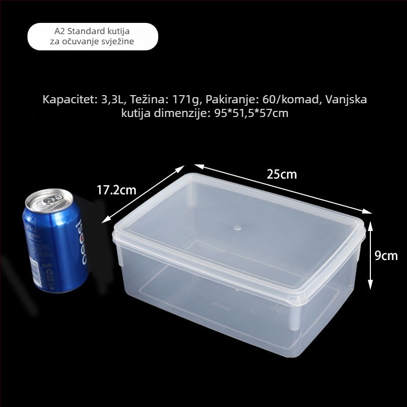 Plastična kutija za hranu s čvrstim poklopcem, kvadratna i prozirna, mikrovalno sigurna, kapacitet 1–5 L