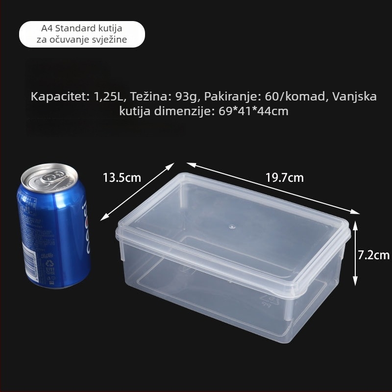 Plastična kutija za hranu s čvrstim poklopcem, kvadratna i prozirna, mikrovalno sigurna, kapacitet 1–5 L