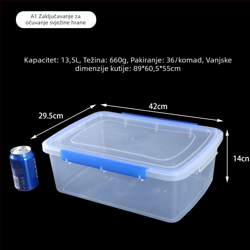 Plastična kutija za hranu s čvrstim poklopcem, kvadratna i prozirna, mikrovalno sigurna, kapacitet 1–5 L